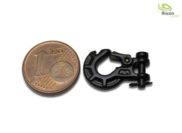 Thicon 20110 Mini-Haken mit Sicherung aus Metall schwarz