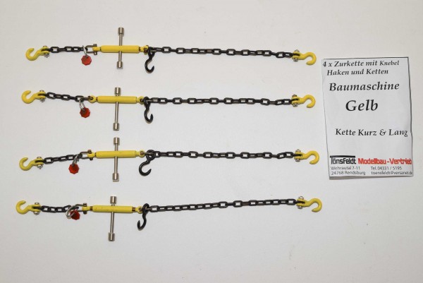 Tönsfeldt 030011 TMV 4 pcs Lashing chains with toggle for construction machinery, yellow