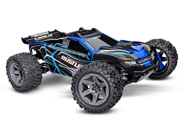 Traxxas 67164-4BLUE Rustler 4x4 blue 1/10 Stadium-Truck RTR BL-2S Brushless, HD parts, w/o battery/charger