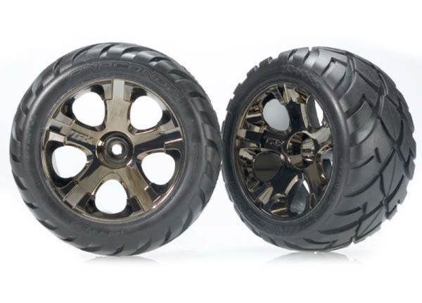 Traxxas 3776A Tires & wheels, assembled, glued (All-Star black chrome wheels, Anaconda® tires, foam inserts)