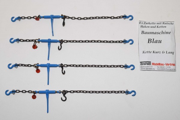 Tönsfeldt 030007 TMV 4 pcs Lashing chains with ratchet for construction machinery, blue