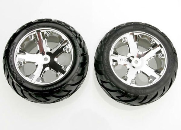 Traxxas 3773 Tires & wheels, assembled, glued (All Star chrome wheels, Anaconda® tires, foam inserts) (electric rear)