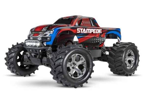 Traxxas 67054-61RED Stampede 4x4 rot RTR mit Akku +LED-Licht 1/10 4WD Monster Truck (12T+XL-5)