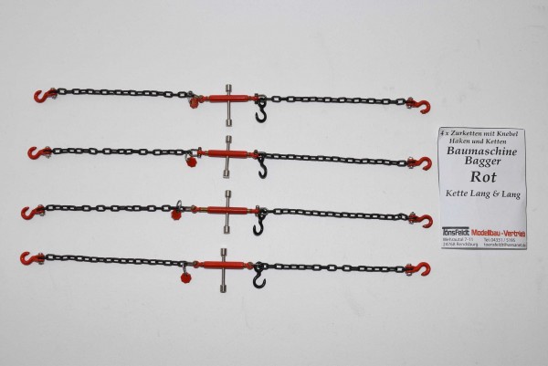 Tönsfeldt 030060 TMV 4 pcs Lashing chains with toggle for excavator, red