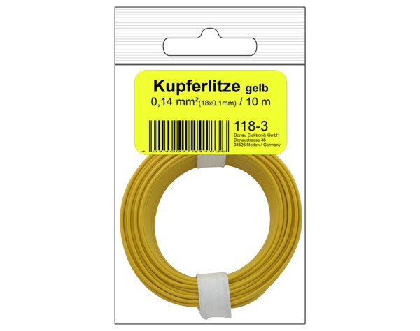 Donau 118-3 - copper strand Litze 0,14 mm² / 10 m / yellow