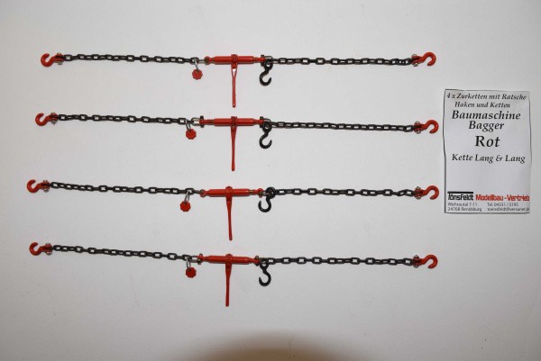 Tönsfeldt 030050 TMV 4 pcs Lashing chains with ratchet for excavator, red