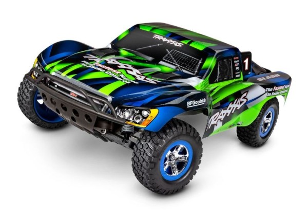 Traxxas 58034-8GRN Slash green 1/10 2WD Short-Course RTR Brushed, with battery and 4Ampere USB-C-Charger & Clipless