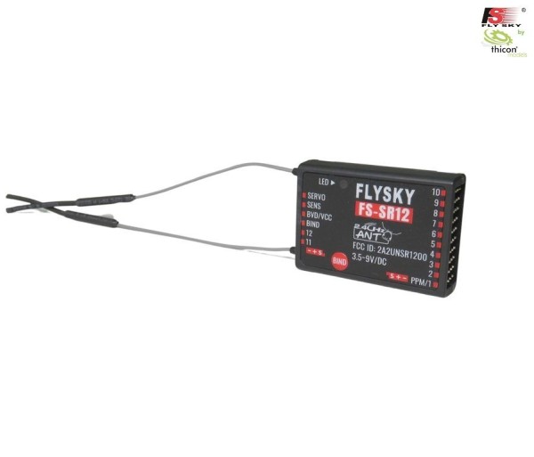Thicon 41515 Receiver FS-SR12 ANT 12-channel for FS-ST8 FlySky
