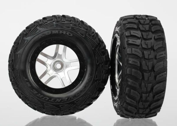 Traxxas 6874R Tire & wheel assy, glued (S1 compound) (wheel, Kumho tire, insert) (2)