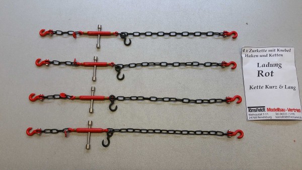 Tönsfeldt 030029 TMV 4 pcs Lashing chains with toggle for load, red