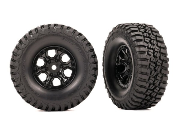 Traxxas 9774 Tires & wheels, assembled (black 1.0" wheels, BFGoodrich® Mud-Terrain™ T/A® KM3 2.2x1.0" tires) (2), TRX-4M