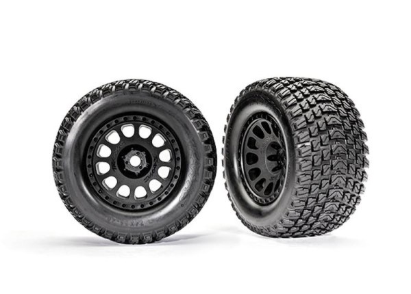 Traxxas 7872 Tires & wheels, assembled, glued (XRT™ Race black wheels, Gravix™ tires, foam inserts)