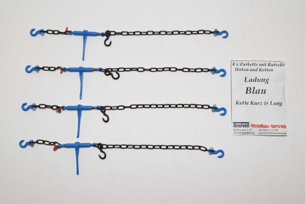 Tönsfeldt 030034 TMV 4 pcs Lashing chains with ratchet for load, blue