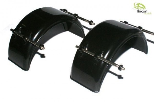 Thicon 50019 1:14 fender narrow black plastic with holder pair