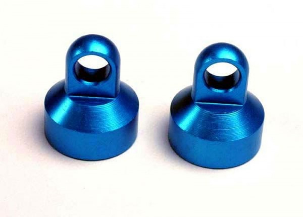 Traxxas 2760 Shock caps, aluminum (blue-anodized) (2)