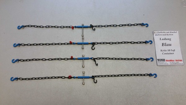 Tönsfeldt 030043 TMV 4 pcs Lashing chains with toggle for 10 feet container, blue