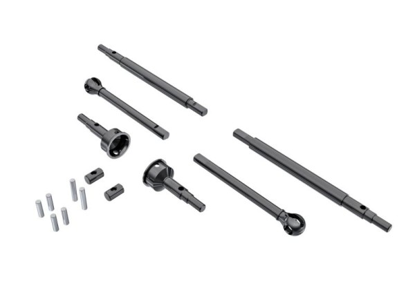 Traxxas 9756 Axle shafts, front (2), rear (2)/ stub axles, front (2) (hardened steel)