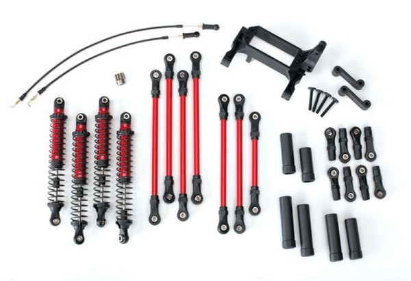 Traxxas 8140R Long Arm Lift Kit, TRX-4®, complete (includes red powder coated links, red-anodized shocks)