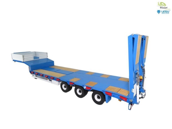 Thicon 55034-RTR 1:14 low loader semi-trailer 3-axle RTR blue with hydraulic ramps
