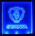EBH 519 Scania sign illuminated in blue