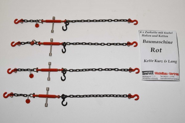 Tönsfeldt 030010 TMV 4 pcs Lashing chains with toggle for construction machinery, red
