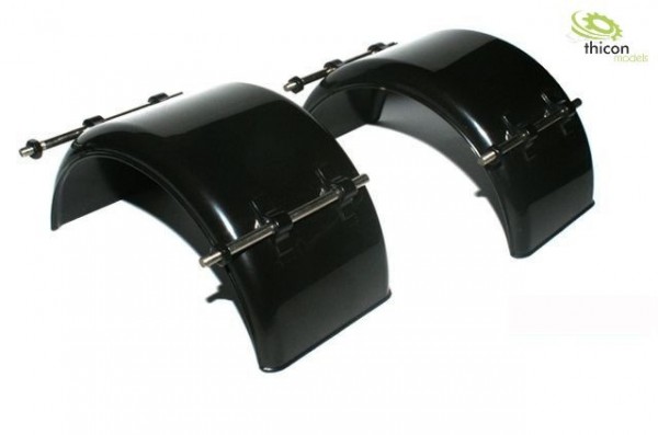 Thicon 50020 1:14 fender wide black plastic with holder pair