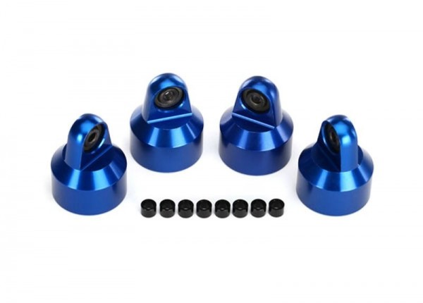 Traxxas 7764A Shock caps, aluminum (blue-anodized), GTX shocks (4)/ spacers (8)