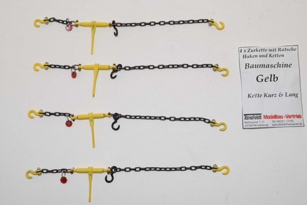 Tönsfeldt 030005 TMV 4 pcs Lashing chains with ratchet for construction machinery, yellow